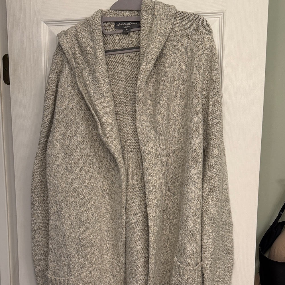 Eddie Bauer Lounge Hooded Cardigan - Gray Knit